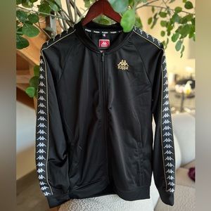 Kappa Track Jacket Large vintage black gold USED